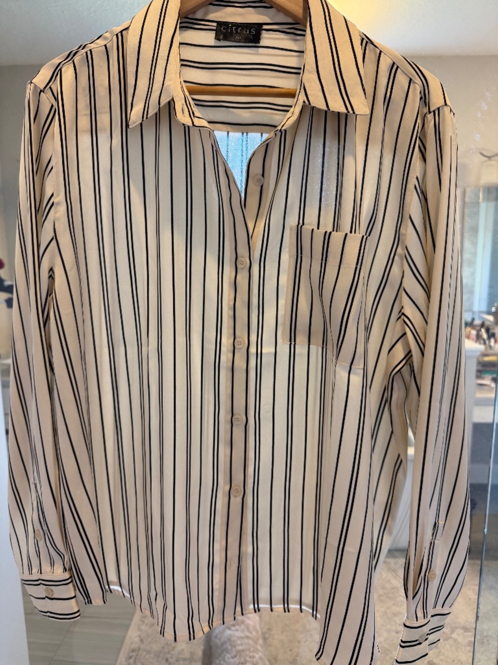 Silk-like striped blouse, dressy.